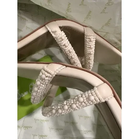 Sam Edelman Cream Block Heel Sandals - Picture 12 of 13